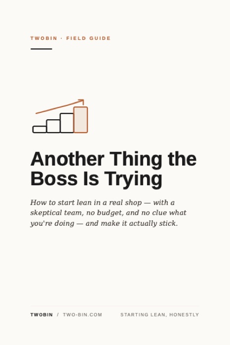 Cover: Another Thing the Boss Is Trying, how to start lean in a real shop